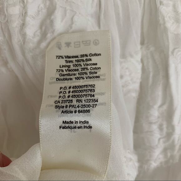 Aritzia Wilfred Palm Leaf Frayed Sheer Peasant Long Sleeve Blouse Top White XS - Picture 10 of 12